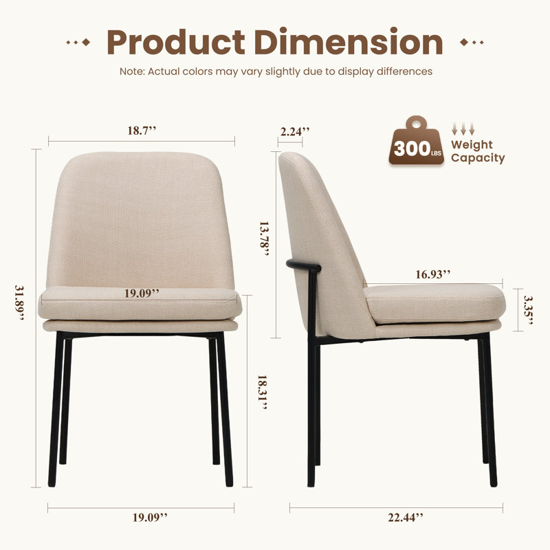 Fabric Upholstered Parsons Side Chair Dining Chair, F-Beige
