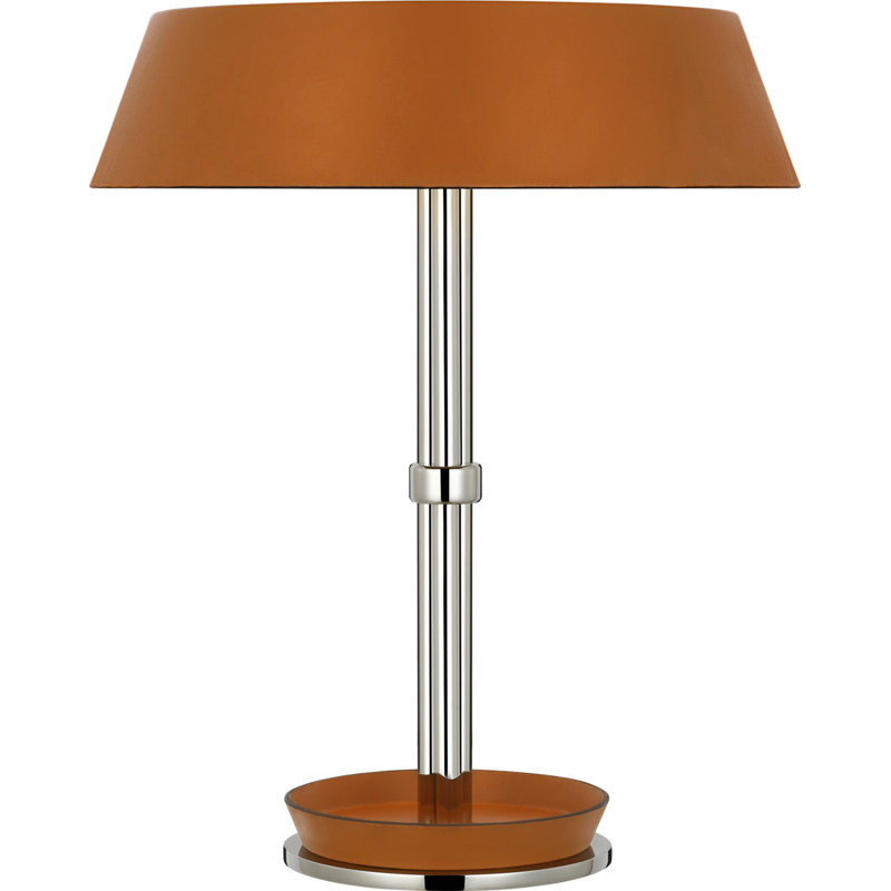 Hudson St. 20" Table Lamp, Polished Nickel/Nutmeg Leather