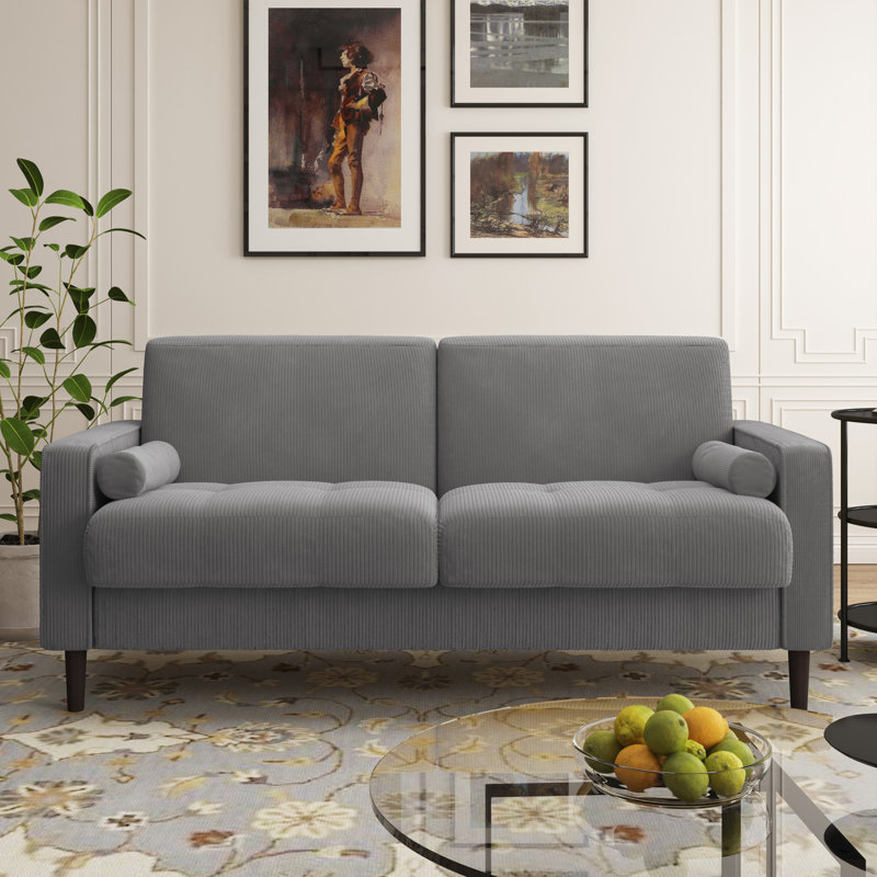 Carmelinda 157Cm Square Arms Sofa, Light Grey