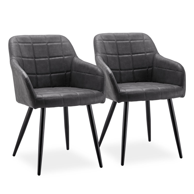 48cm H Upholstered Metal Armchair, Grey