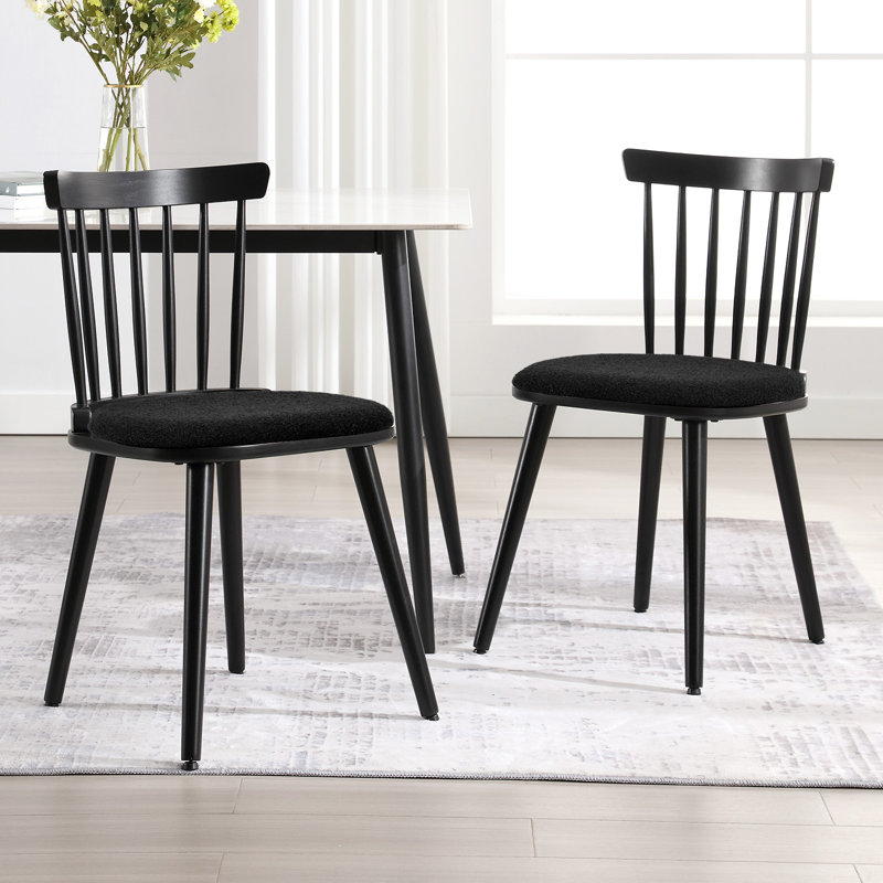 Caplan 49Cm H Upholstered Dining Chairs With Solid Wood, 2, Black