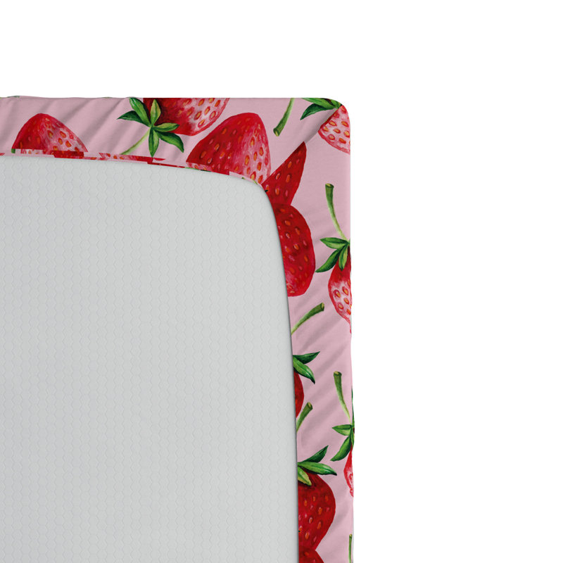 Microfiber Fitted Sheet, Twin XL Fitted Sheet, Pink Strawberries