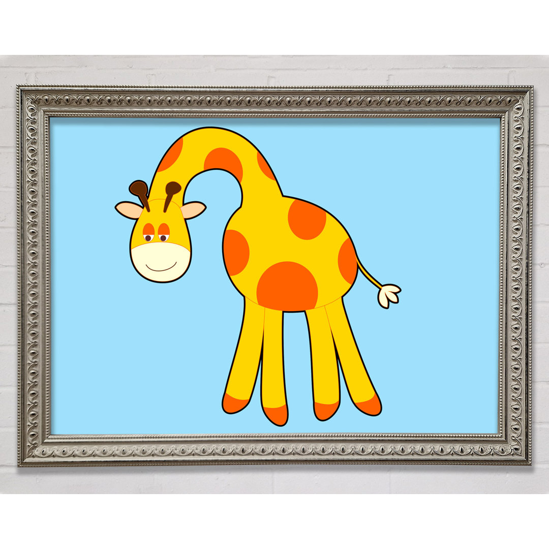 Lustige Giraffe, die auf das blaue Baby herabblickt - Einzelbildrahmen Kunstdrucke