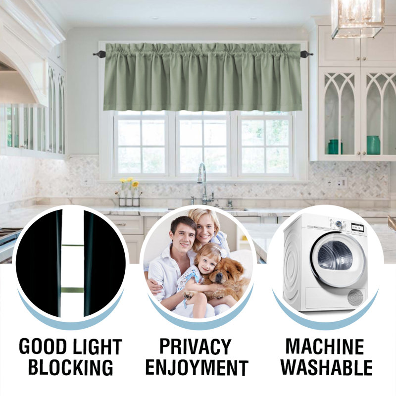 Cantonnières 100% occultantes pour fenêtres de cuisine / salle de bain / salon / chambre à coucher, cantonnières à passe-tringle isolantes pour fenêtres, paquet de 4, 52 po x 18 po