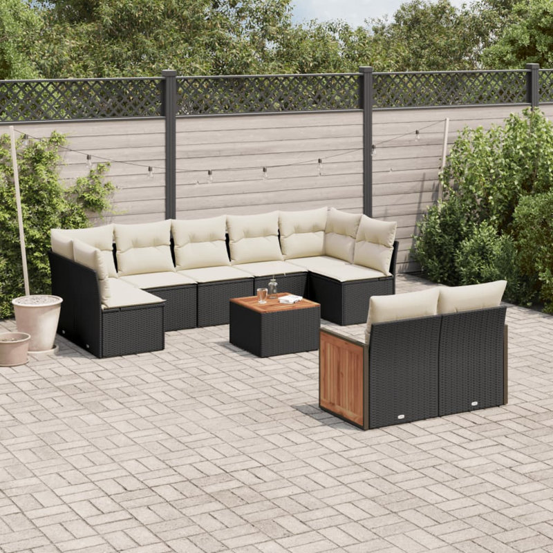 Ensemble de canapé de jardin Vidaxl noir, blanc crème