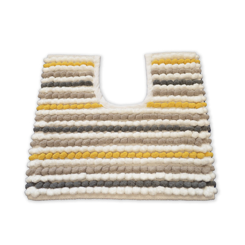 Hugo Stripe Bobble Pedestal Mat, Mustard/Grey