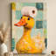 Toile tendue avec empâtement de salle de bain Whimsical Art Duck - 24 po x 36 po x 1 po