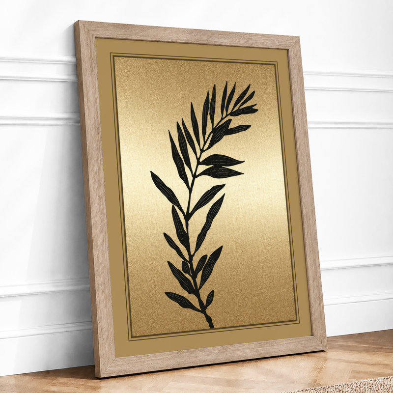 Single Stem in Gold Botanical - Framed Print, A1 - 84.1 x 59.4 cm, Oak
