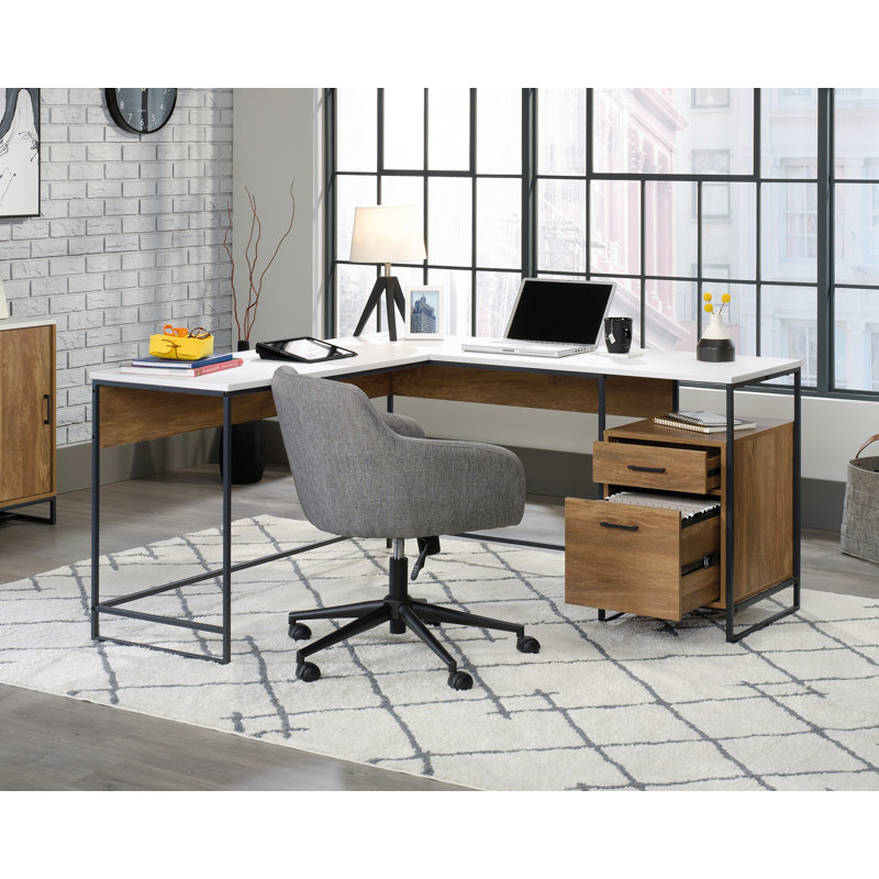 Tremont Row L Desk Mystic Oak, Orange