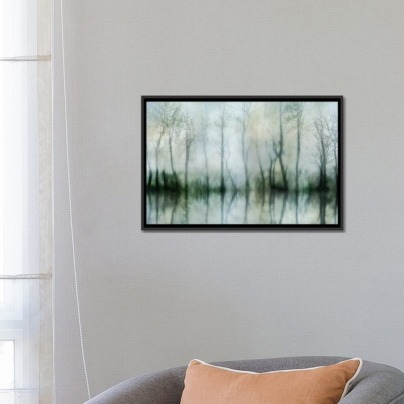 « ponded pond », impression sur toile, H 18 po x l 26 po x P 1,5 po, Toile avec cadre flottant noir, Pas de tapis