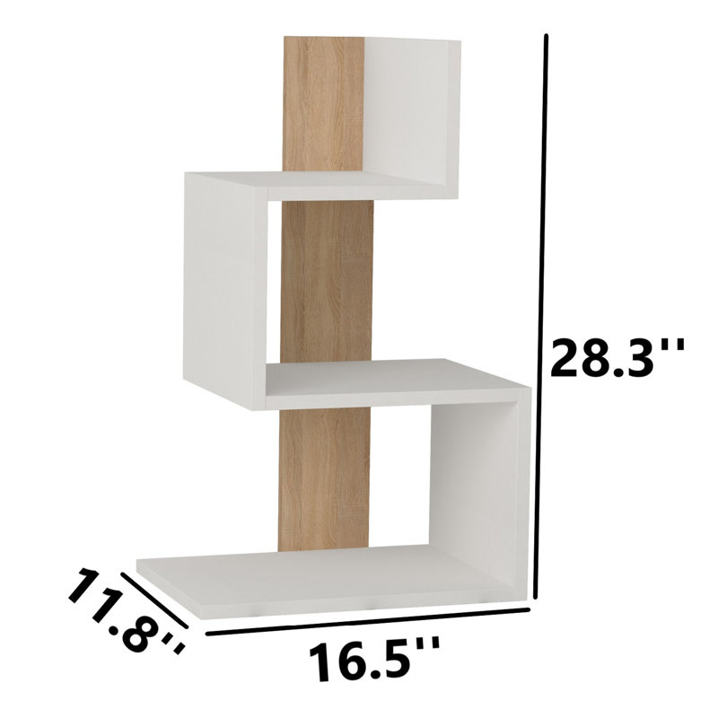 Table de bout avec tablette Coalport, Blanc / Naturel