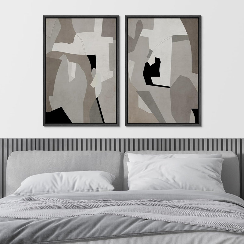 Motif géométrique abstrait contemporain, illustrations et art moderne, Cadre noir, H 16 po x l 24 po