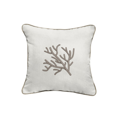 Indoor/Outdoor Square Embroidered Pillow Coral