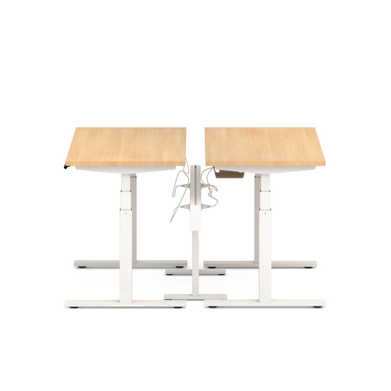 Bureau pour 2 perches Series L Series, H 50,5 po x l 58 po x P 47,25 po, Blanc / Natoak