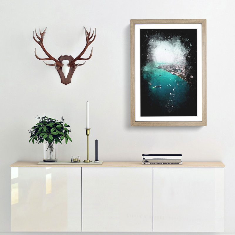 Birds Eye View of Turkey - Picture Frame Graphic Art Print, 33cm H x 24cm W x 2cm D, Oak Framed