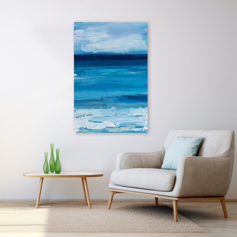 Ocean Life - Nuage bleu abstrait côtier, 48" H x 32" W