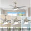 Ventilateur de plafond intelligent de 52 pouces avec lumière avec 5 pales en ABS à intensité variable et fonction mémoire