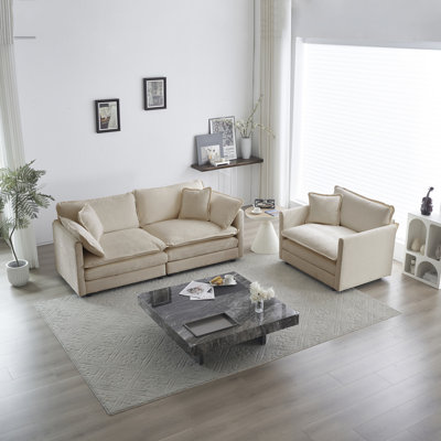 Matthias Chenille 3-Seater Sofa Set with Back Cushions & Pillows by Latitude Run