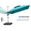 Parasol d'extérieur carré en porte-à-faux double de luxe 10 pi avec base, turquoise-1365540524