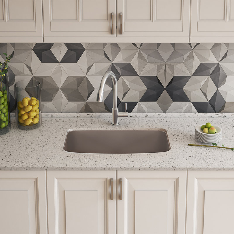 Valea SILGRANIT 27" Single Bowl Undermount Kitchen Sink, Truffle