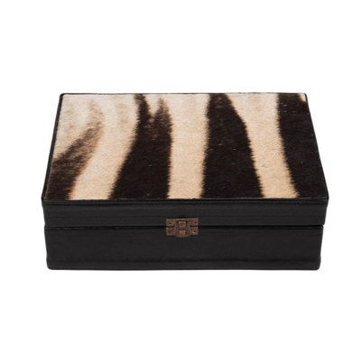 Decorative Box with Hide and Leather Accents