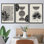 Signature, impression d'art sur toile encadrée, ensemble de feuilles de palmier Mid-Century géométriques foncées, collage, formes abstraites, illustrations, art moderne boho décoratif pour le salon, la chambre à coucher, le bureau - 2204-M20 - noir