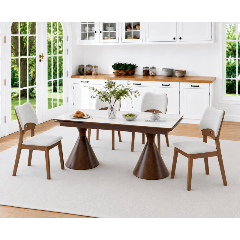 Ensemble de table de salle à manger moderne extensible 54 "- 78" Dominick, Ensemble de cinq pièces : table, quatre chaises