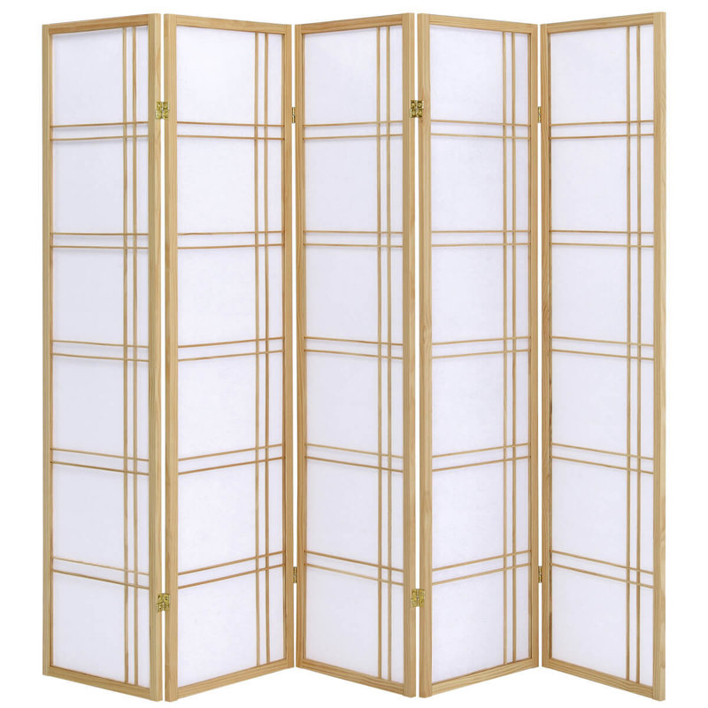 5 Panels Room Divider Privacy Screen Lattice Design, Natural