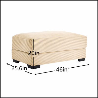 Repose-pieds en velours côtelé extra large de 28 pouces avec accoudoirs épais et dossier ergonomique, parfait pour le confort et le soutien
