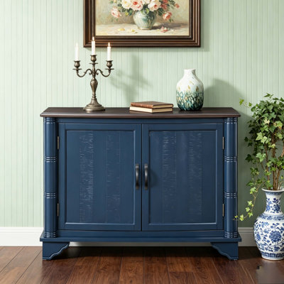 Retro Pine Storage Cabinet Console Table with Double Doors & Adjustable Interior Shelf, Entryway Sideboard for Hallway and Living Room