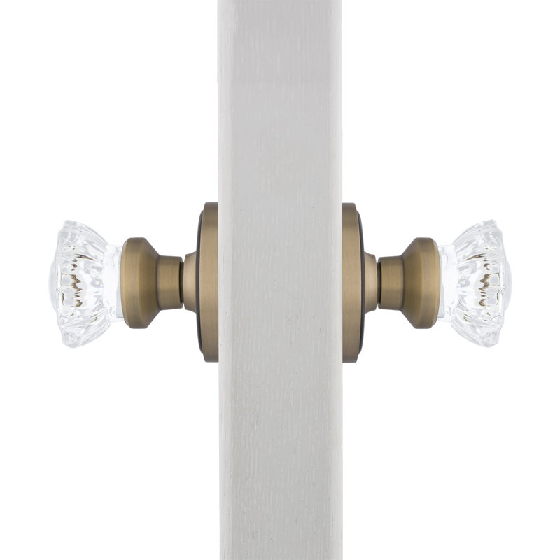 Classic Rosette with Crystal Door Knob, Antique Brass