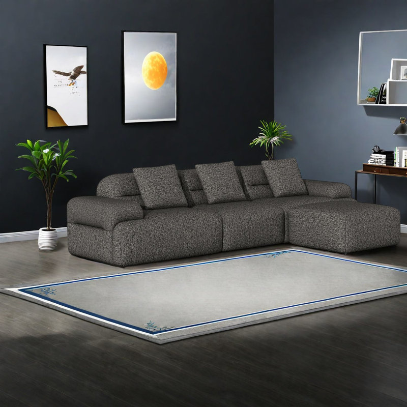 Canapés d'angle à compression, canapé modulaire moderne en velours côtelé gris foncé pour la maison et la famille, Grey