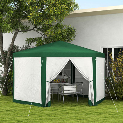 13' X 11' Hexagon Outdoor Party Canopy With Stakes & Protection, For Outdoors Tent Top Drainage Holes, Events