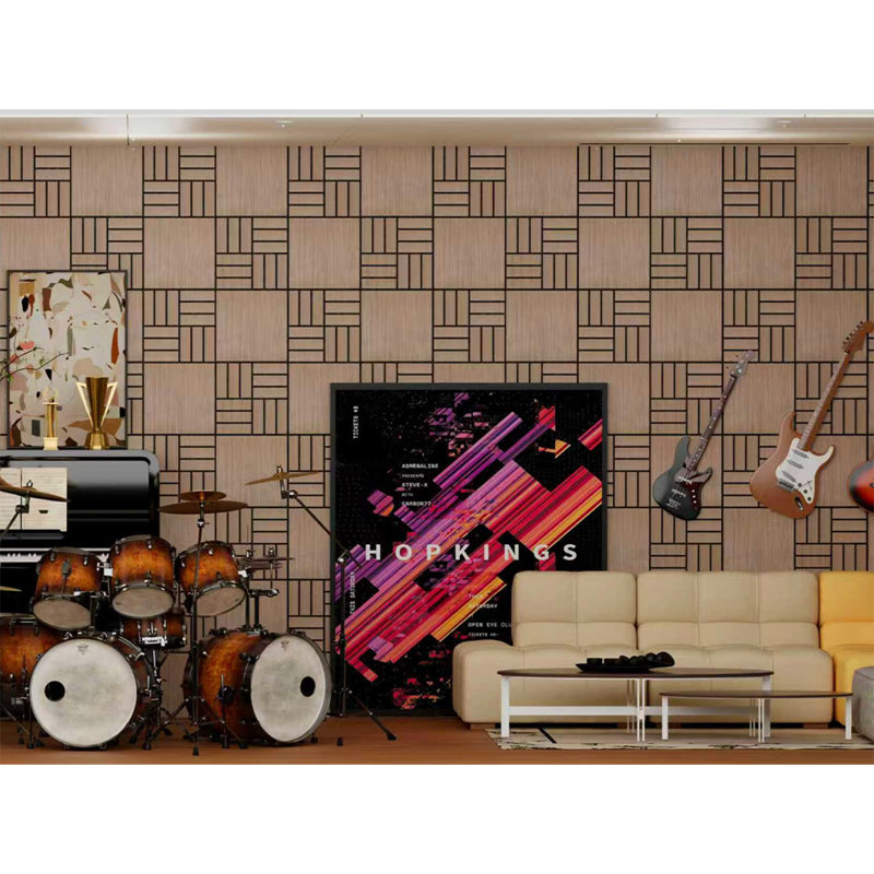 Ensemble de 4 panneaux muraux acoustique - Panneau mural à lattes de bois auto-adhésif 3D - Panneaux insonorisants auto-adhésifs pour réduire le bruit - Décoration murale pour la maison et le bureau