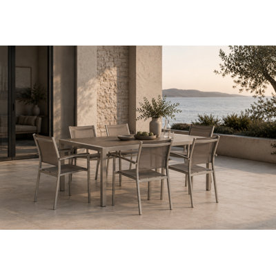 Aynura 6-Person Aluminum Patio Dining Set with Rectangular Table
