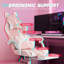 Chaise de jeu mignonne avec oreilles de chat, chaise d'ordinateur avec repose-pieds, rose