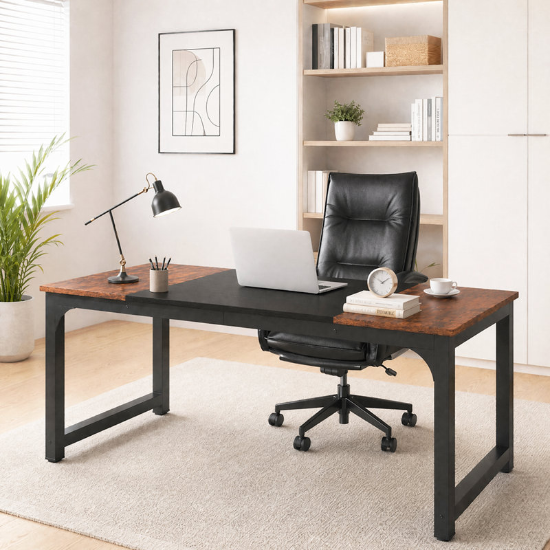 Metal Base Computer Desk, 70,8 x 31,5, Brun / Noir