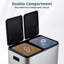 Kitchen 2-compartment 60L (2x30L), anti-fingerprint stainless steel waste bin with soft-close lid and pedal, space-saving double bin for waste separation in the home and office