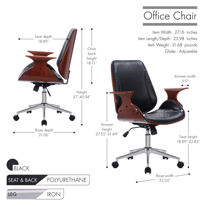 Chaise de bureau Amery, Noir