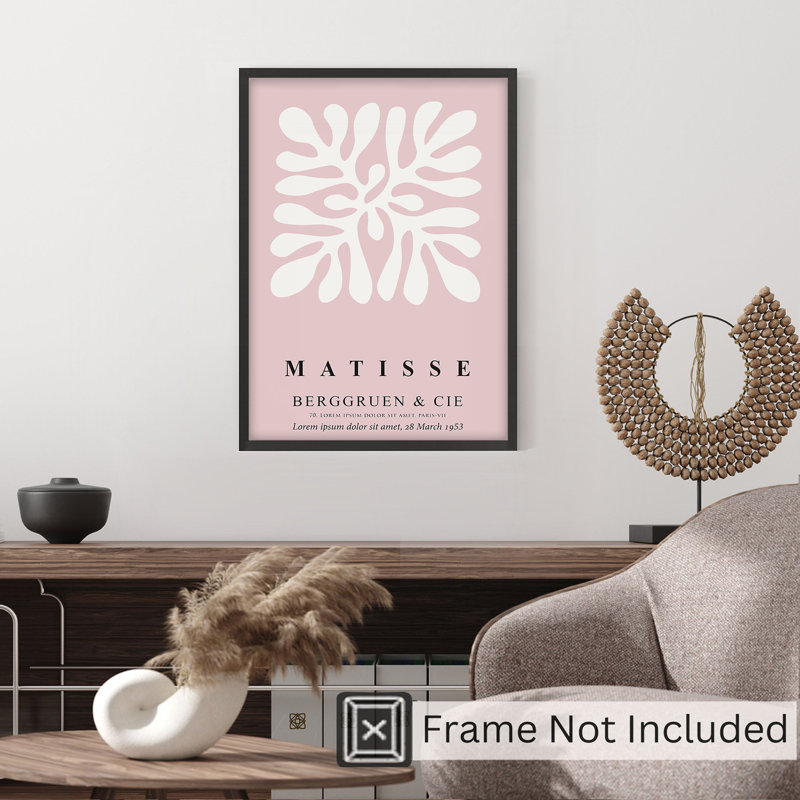«Henri Matisse», reproduction d'art bohémienne rose sans cadre, H 16 po x l 12 po