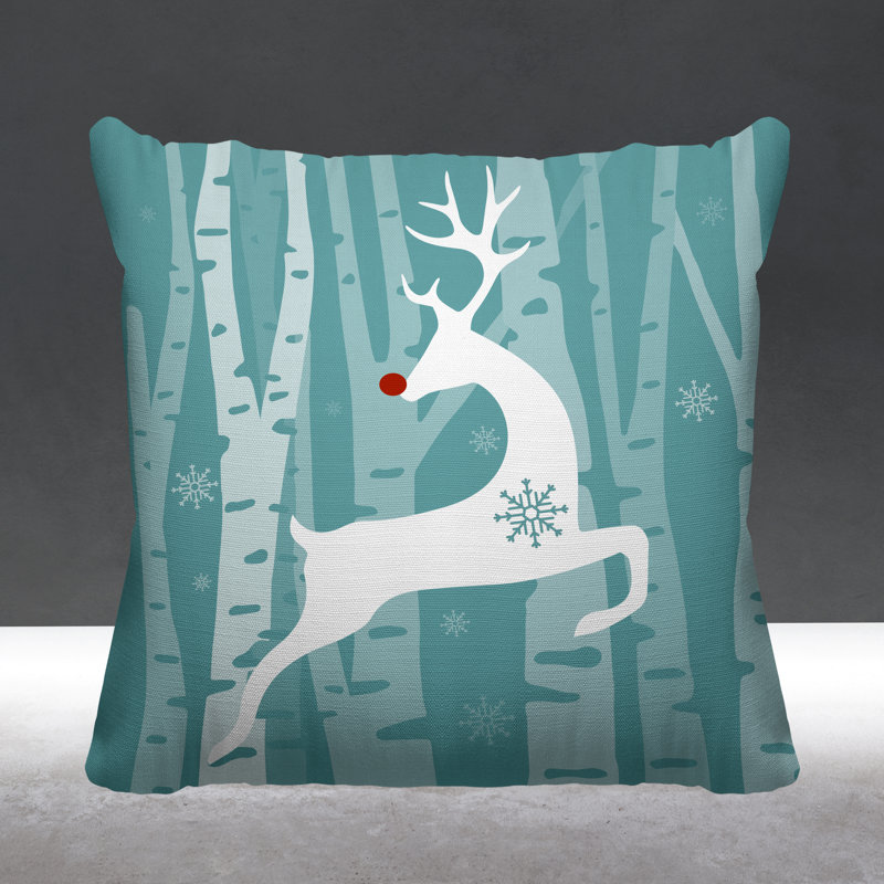 Coussin décoratif intérieur / extérieur Reindeer, 17 po x 17 po, Ciel, Carré