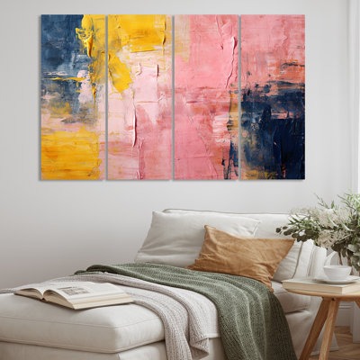 Celebrating Destiny Abstract Gold Pink I - 4 pièces sur toile tendue