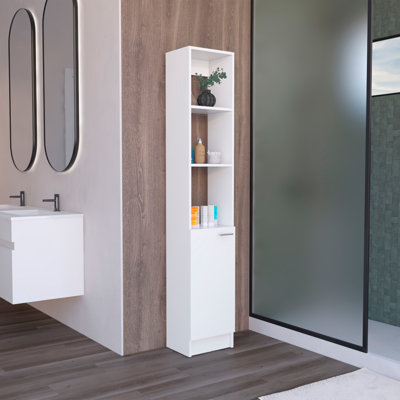 Parks Linen Bathroom Storage Cabinet With One Doors, Tall Bathroom Cabinet With 6 Shelves, For Bathroom, Living Room, Kitchen