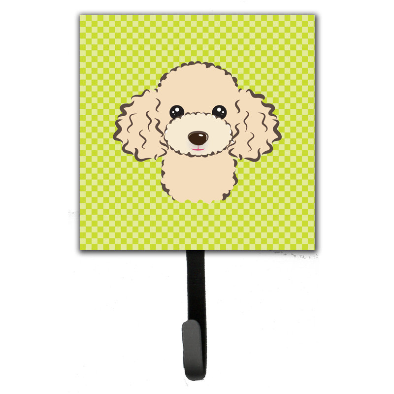 Porte-caniche en damier et crochet mural, Vert / Brun clair