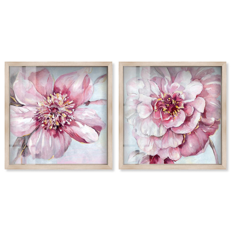 Blush Pink Floral Art , H 21 po x l 21 po, Crème, crème