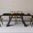 Black Rectangular Solid Wood+Iron Butterfly Leaf Dining Table-1388544350