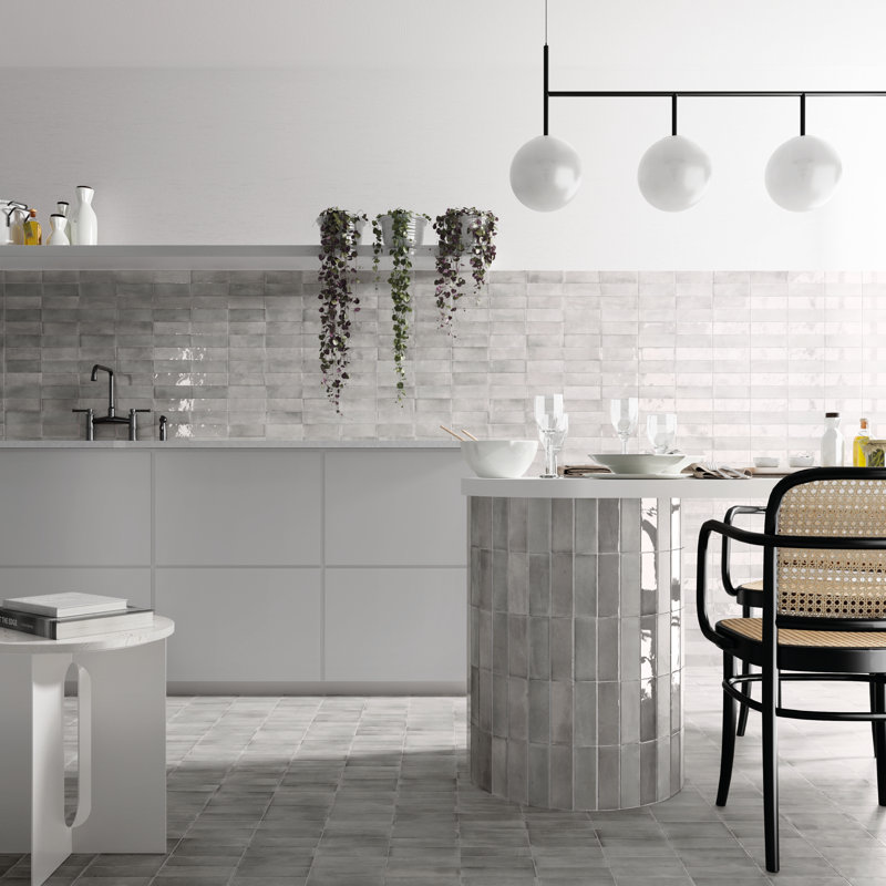Coco 2" x 6" Porcelain Subway Wall Tile, Amber Gray