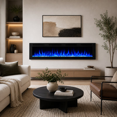 FLAMEKO Winslow Wall Mounted/Media Wall/Free Standing Fireplace With Realistic Flame Effect Heater 9 Colour Flame Effect