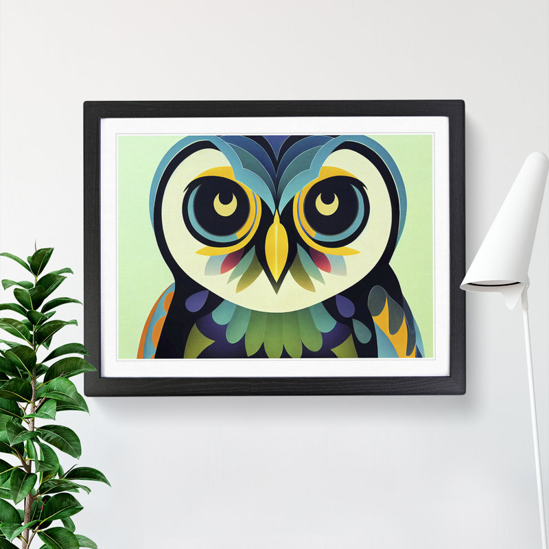 Bold Abstract Owl Vol.3 - Framed Print, Black Framed, 25cm H x 34cm W x 2cm D
