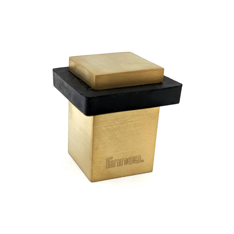 Stainless Steel Floor Mount Stop, Satin Brass, 1.65" H x 0.98" W x 0.98" D